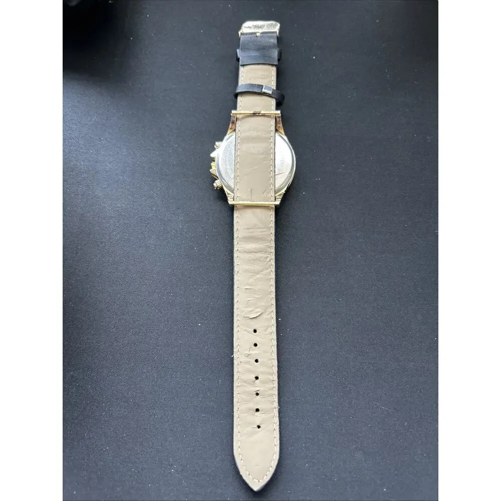 Gold Tone MOP Dial Black Band Women’s Quartz Watch